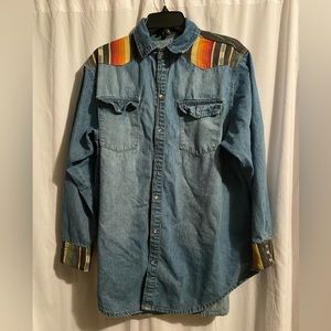 Lucky & Blessed (boutique) denim snap shirt, size 2X